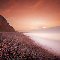 Buy canvas prints of The beach at sunrise, Budleigh Salterton, Devon by Justin Foulkes