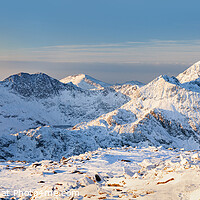 Buy canvas prints of Snowdon Massif winter Panoramic by Justin Foulkes
