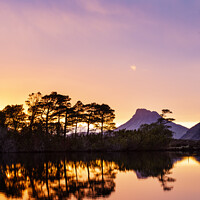 Buy canvas prints of Stac Pollaidh sunset reflections by Justin Foulkes