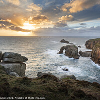 Buy canvas prints of Sunset over Land's End, Cornwall by Justin Foulkes