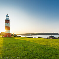 Buy canvas prints of Smeaton's Tower, at sunrise, Plymouth Hoe by Justin Foulkes