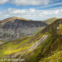 Buy canvas prints of Panorama of Y Garn and Mynydd Mawr, Nantlle Ridge by Justin Foulkes
