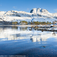Buy canvas prints of Slioch reflected in the waters of Loch Maree by Justin Foulkes
