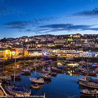 Buy canvas prints of Brixham harbour at night, Devon by Justin Foulkes