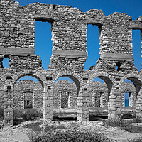 Buy canvas prints of Blue Sky Through Ruins by mark Smith