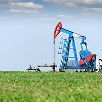 Buy canvas prints of oil pump jack on oilfield by goce risteski