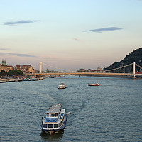 Buy canvas prints of twilight over Danube river Budapest by goce risteski