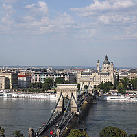 Buy canvas prints of Chain bridge on Danube river Budapest cityscape by goce risteski