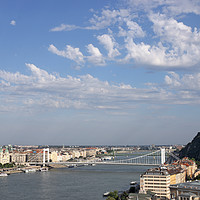 Buy canvas prints of Gellert hill and Elisabeth bridge Budapest citysca by goce risteski