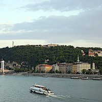 Buy canvas prints of Gellert hill on Danube river Budapest cityscape by goce risteski
