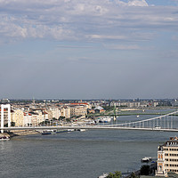 Buy canvas prints of Budapest bridges on Danube river cityscape by goce risteski