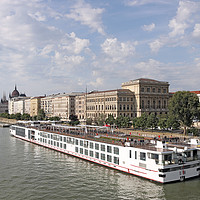 Buy canvas prints of river cruiser ship on Danube river Budapest by goce risteski
