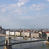 Buy canvas prints of Chain bridge and Hungarian Parliament Budapest by goce risteski