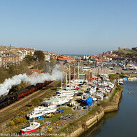 Buy canvas prints of Black 5 44871 departs Whitby  by David Tomlinson
