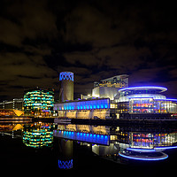 Buy canvas prints of Lowery Reflections - Salford Quays Manchester  by David Tomlinson