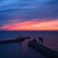 Buy canvas prints of Sunset at  Whitby Harbour - North Yorkshire  by David Tomlinson