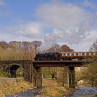 Buy canvas prints of Standard class 4 Tank 80080 at Summerseat Viaduct  by David Tomlinson