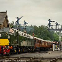 Buy canvas prints of Class 40 D213 Andania departs Grosmont  by David Tomlinson