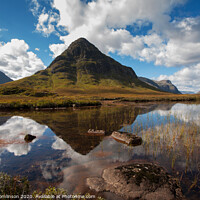 Buy canvas prints of Reflections in the water at Glen Coe Valley  by David Tomlinson