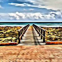 Buy canvas prints of Digital painting of Sea View in Spain by Stuart Atton