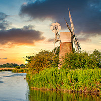 Buy canvas prints of Windmill at Sunset  by Stuart Atton