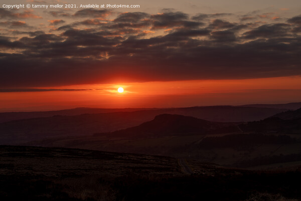 sun setting over the roaches Picture Board by tammy mellor