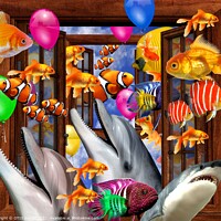 Buy canvas prints of OUTSIDE THE WINDOW-SWIMMING WITH FISHES by OTIS PORRITT