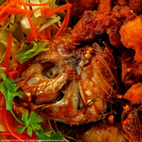 Buy canvas prints of Fried Fish With Fish sauce by OTIS PORRITT