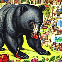Buy canvas prints of Black Bear (in the style of,Hieronymus Bosch) 2 by OTIS PORRITT