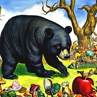 Buy canvas prints of Black Bear (in the style of,Hieronymus Bosch) 5 by OTIS PORRITT