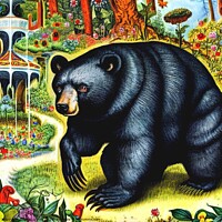 Buy canvas prints of Black Bear (in the style of,Hieronymus Bosch) 6 by OTIS PORRITT