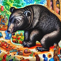 Buy canvas prints of Black Bear (in the style of,Hieronymus Bosch) 7 by OTIS PORRITT