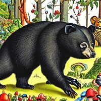 Buy canvas prints of Black Bear (in the style of,Hieronymus Bosch) by OTIS PORRITT