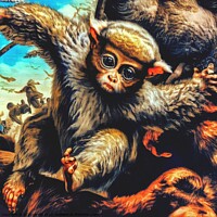Buy canvas prints of Groves' dwarf lemur (in the style of Pieter Bruegel the Elder) 2 by OTIS PORRITT