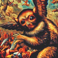 Buy canvas prints of Groves' dwarf lemur (in the style of Pieter Bruegel the Elder) 3 by OTIS PORRITT
