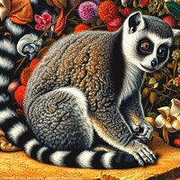 Buy canvas prints of Ring-tailed lemur (in the style of Pieter Bruegel the Elder) 3 by OTIS PORRITT