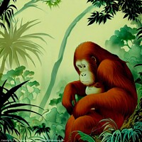 Buy canvas prints of Orangutan Ukiyo-e 2 by OTIS PORRITT