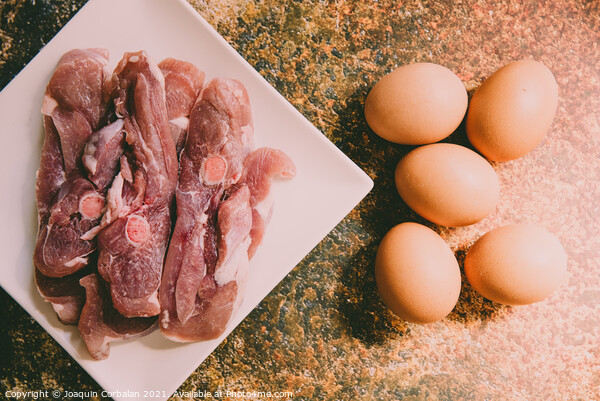 Raw meat and eggs for cooking Picture Board by Joaquin Corbalan