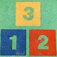 Buy canvas prints of Blocks with the numbers one, two and three, positions on a podiu by Joaquin Corbalan