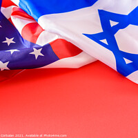 Buy canvas prints of A flag of the United States and Israel, allied countries, with c by Joaquin Corbalan