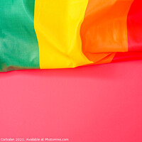 Buy canvas prints of Red background with space for text, with the rainbow flag of the by Joaquin Corbalan