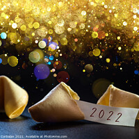 Buy canvas prints of Label congratulating the new year 2022 on a lucky cookie, ideal  by Joaquin Corbalan