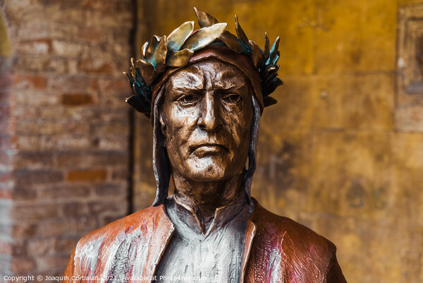 Verona, Italy - September 22, 2021: Bronze statue ofDante Aligh Picture Board by Joaquin Corbalan