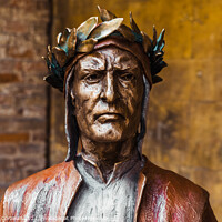 Buy canvas prints of Verona, Italy - September 22, 2021: Bronze statue ofDante Aligh by Joaquin Corbalan