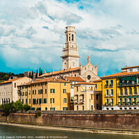 Buy canvas prints of Panoramic of Verona crossed by the river Adige, with the tower o by Joaquin Corbalan