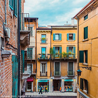 Buy canvas prints of Verona, italy - october 1, 2021: alleys of Verona among which yo by Joaquin Corbalan