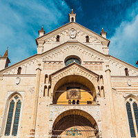 Buy canvas prints of Main facade of the Verona Cathedral, illuminated by the sun. by Joaquin Corbalan