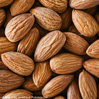 Buy canvas prints of Close detail of a pile of raw almonds nuts with peel by Joaquin Corbalan