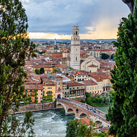 Buy canvas prints of Panoramic from the top of the Castle of Verona, with a view of t by Joaquin Corbalan