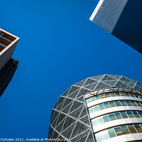 Buy canvas prints of Tall office buildings, viewed from below, modern and rounded, wi by Joaquin Corbalan